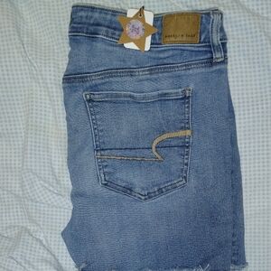 Blue Jean Shorts with Decorative Stitching